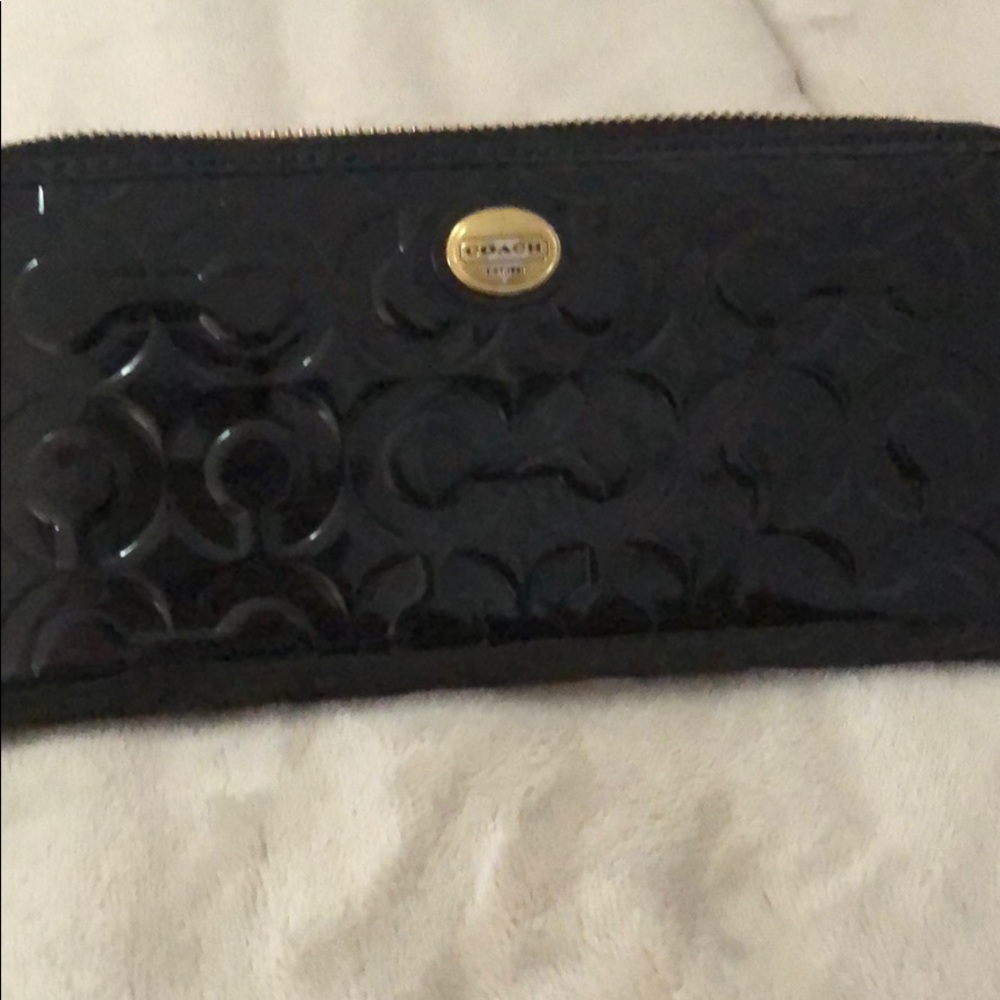 Black authentic Coach zip around wallet
